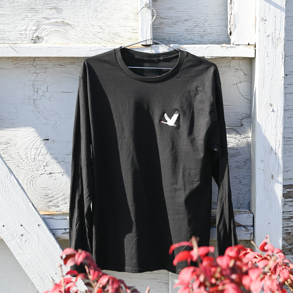 Sandhill Crane Embroidered Long Sleeve T-Shirt
